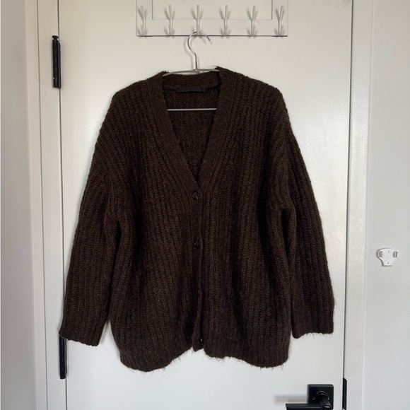 Jenni Kayne Cozy Brown Knit Cardigan Sweater